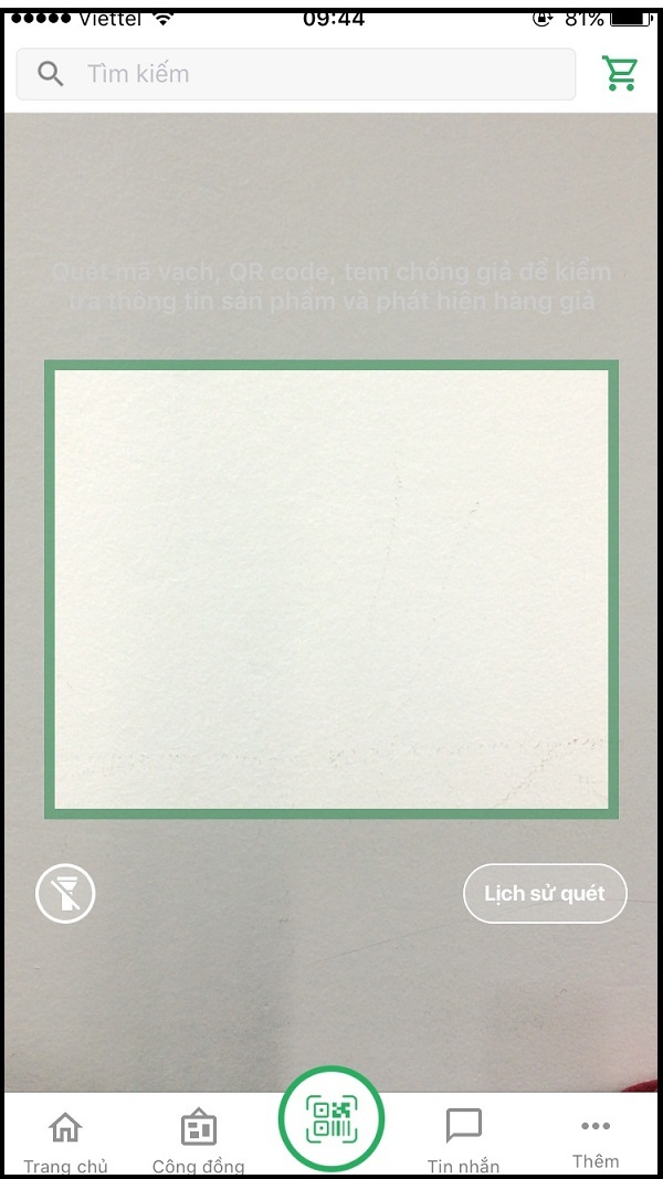 Biểu tượng mã QR ở dưới để thực hiện quét mã QR hoặc mã vạch sản phẩm.