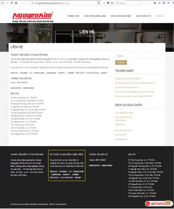 Trang web giả mạo điện máy nguyễn kim